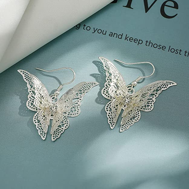 Silver Lovely Butterfly Earrings