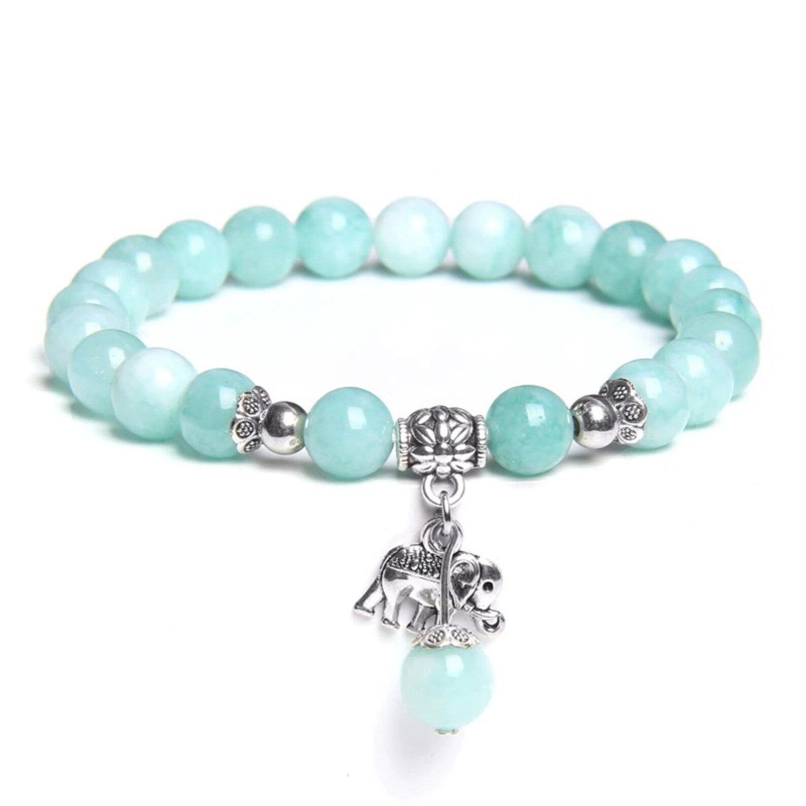 Blue Bead Elephant Charm Bracelet