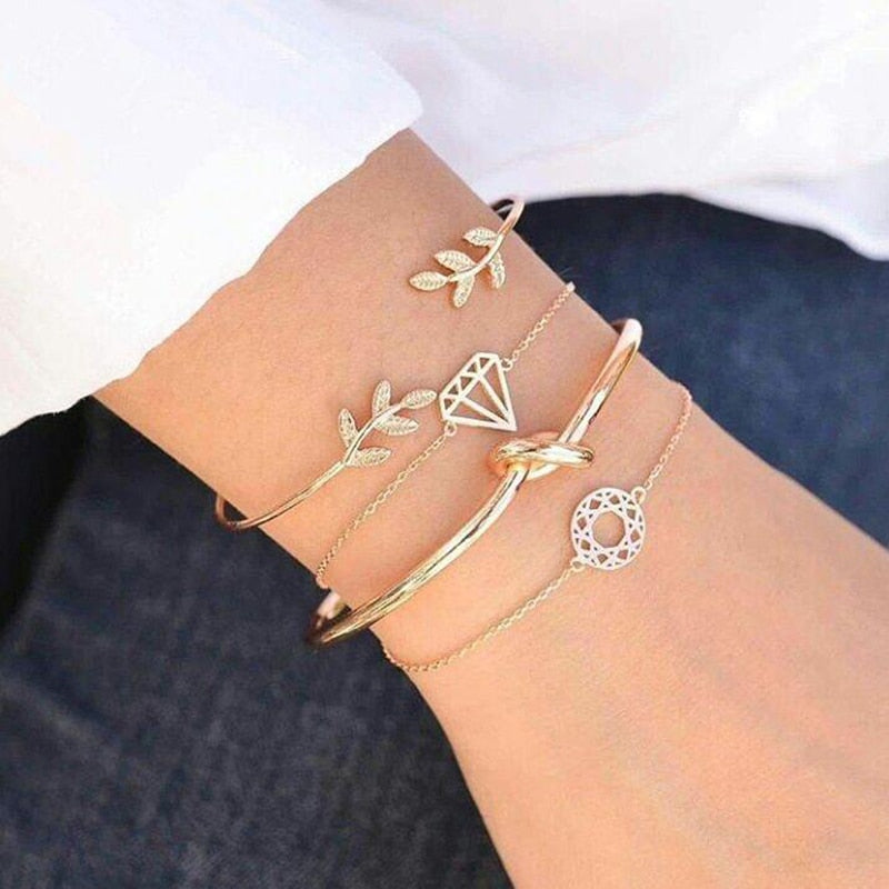 4pcs/Set Fashion Bohemia Leaf Bracelets