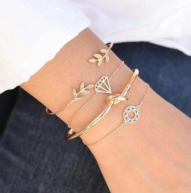 4pcs/Set Fashion Bohemia Leaf Bracelets