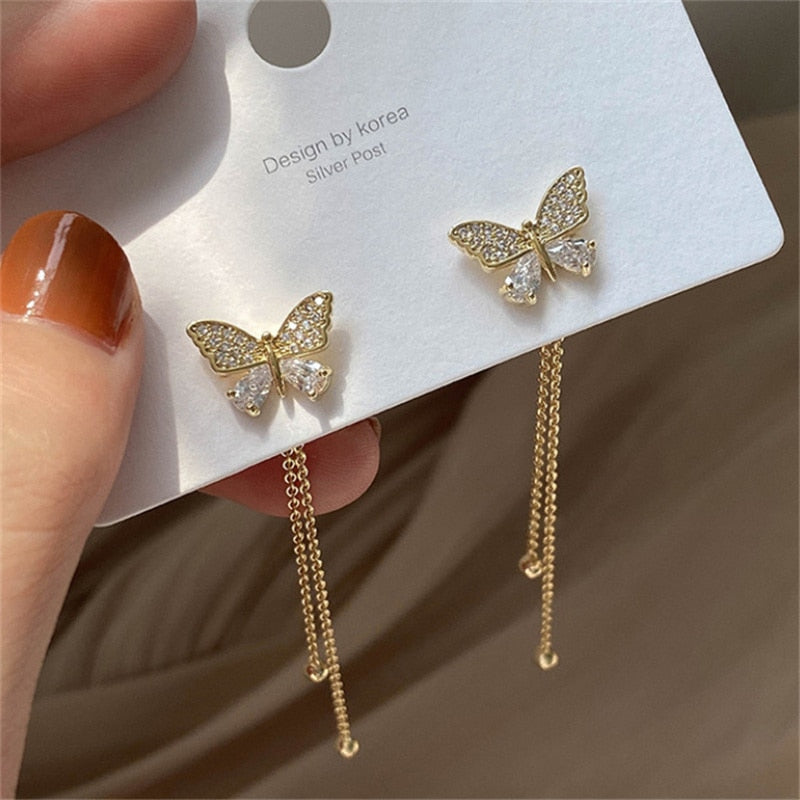 Fashion Butterfly Tassel Drop Earrings