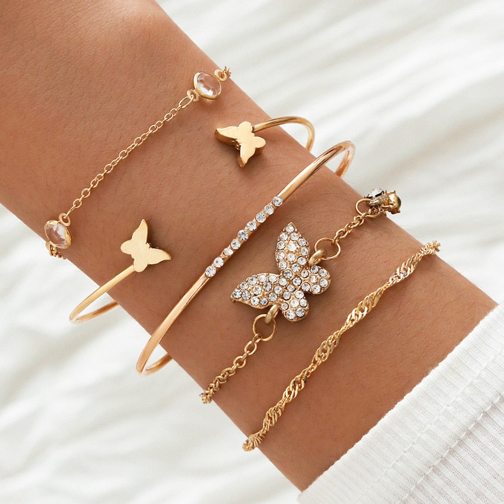 Bohemian Rhinestone Butterfly Bracelets