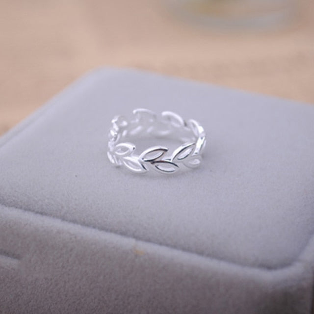 Simple Fashion Silver Leaf Ring