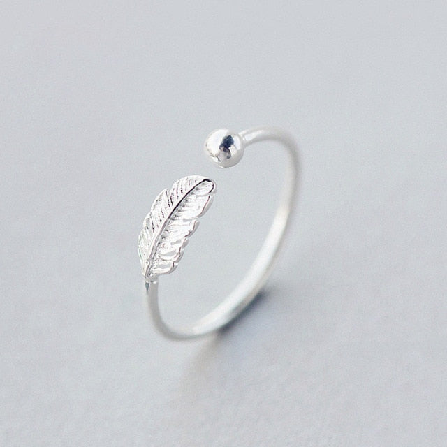 Simple Fashion Silver Leaf Ring