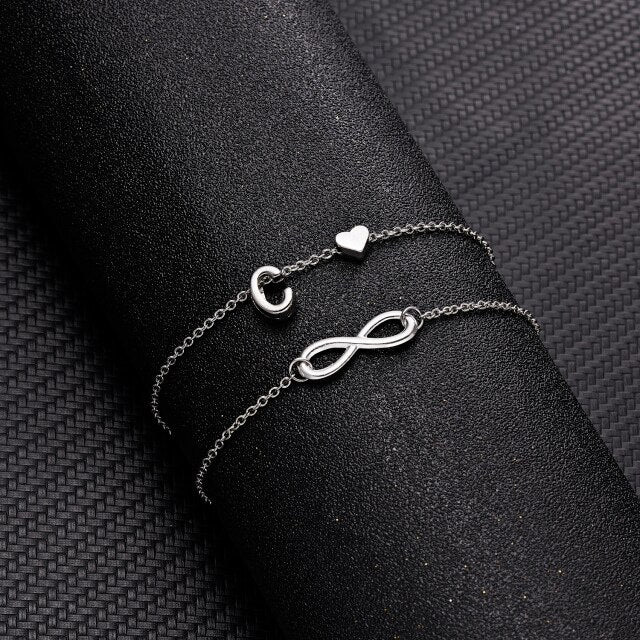 Bohemian Layered Infinite Letter + Heart Anklet