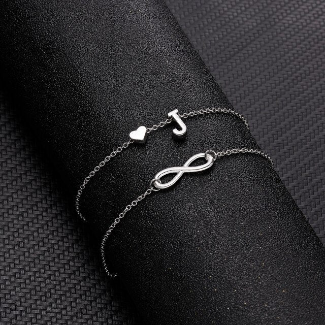 Bohemian Layered Infinite Letter + Heart Anklet