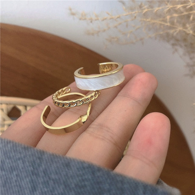 3pcs/set Bohemian White Enamel Ring Sets